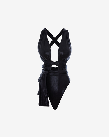 Costum de Baie Intreg, Metallic Black