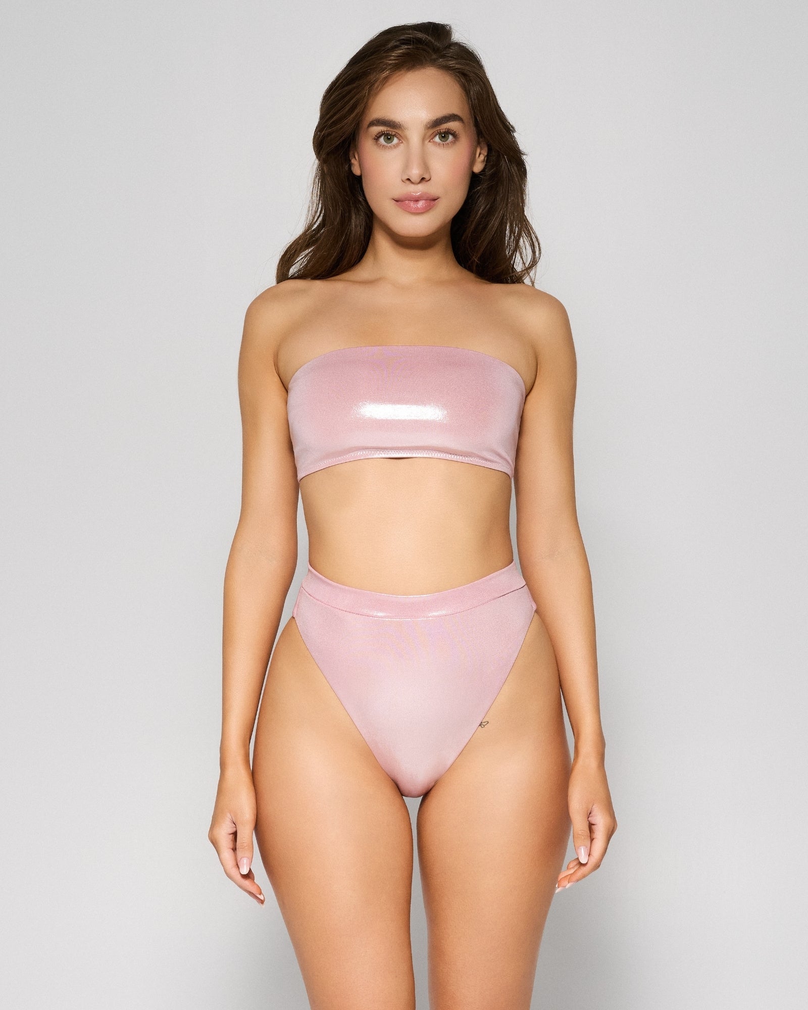 Costum de Baie Bralette, Metallic Pink, INFSD