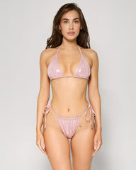 Triangle Swimsuit, Metallic Pink