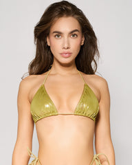 Triangle Swimsuit, Metallic Green