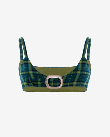 Top Crop cu Catarama Tartan, Emerald
