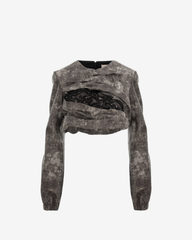 Faded Denim Top, Black