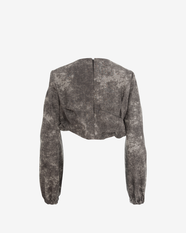 Top Denim Decolorat, Negru