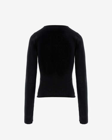 Top Maneca Lunga cu Drapaje, Negru