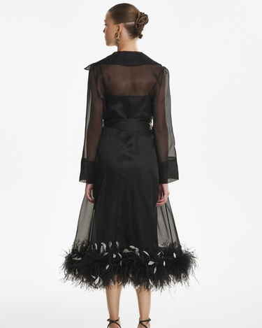 Trench Transparent din Organza, Negru