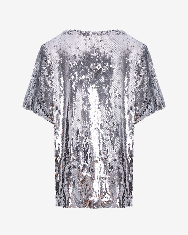 Tricou cu Paiete Argintii