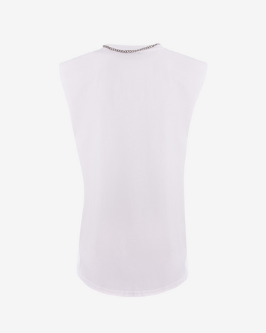 Tricou din Bumbac cu Strasuri, Alb