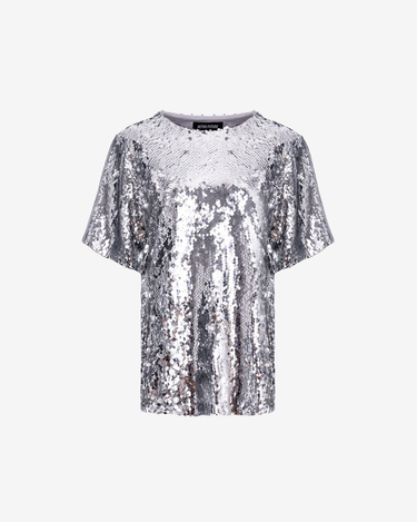 Tricou cu Paiete Argintii