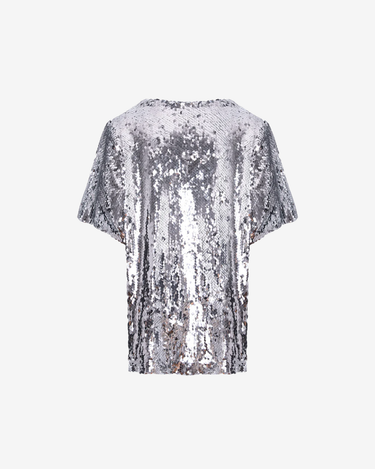 Tricou cu Paiete Argintii