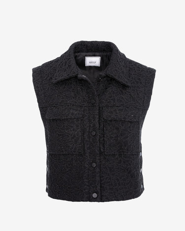 Vesta Oversized Noir cu Insertii Stralucitoare